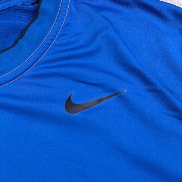 Nike Pro Combat Shirt Mens XL Blue Fitted Short Sleeve Performance Dri Fit - Picture 3 of 13